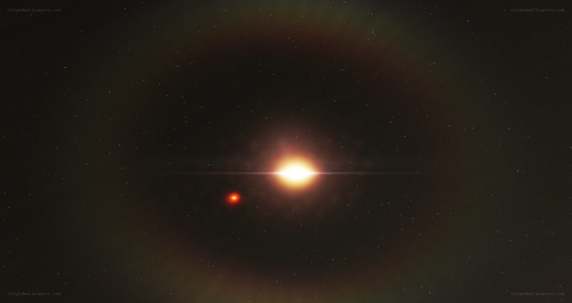 Binary star system in space