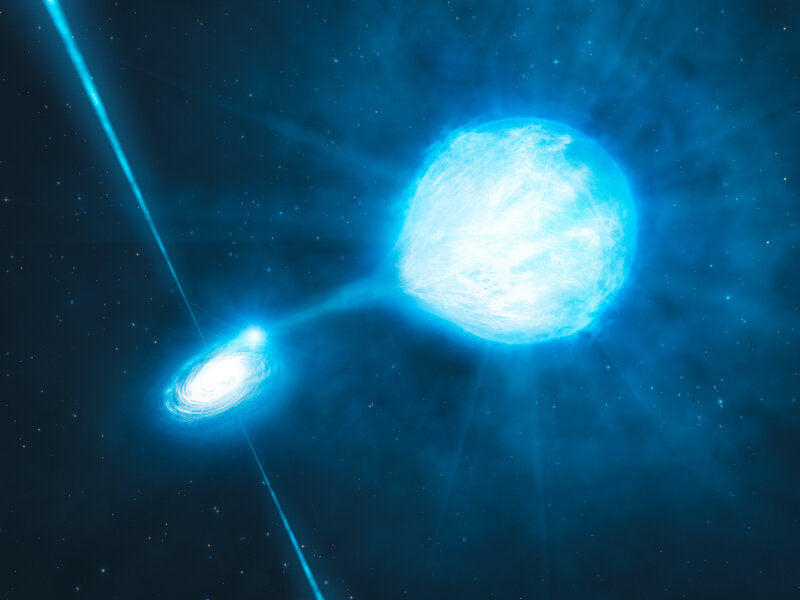 Binary star system in space
