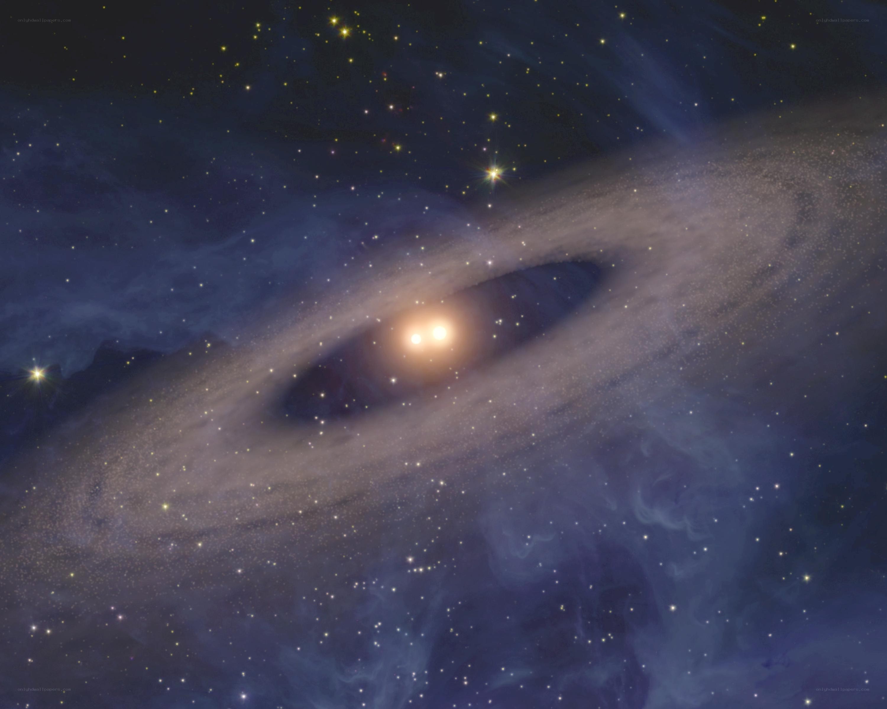 Binary star system in space
