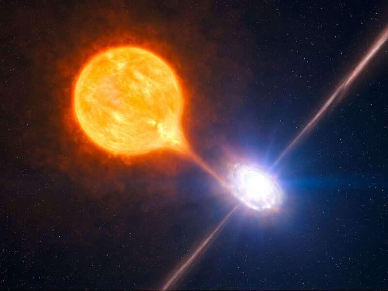 Binary Star System — Orange, Dramatic