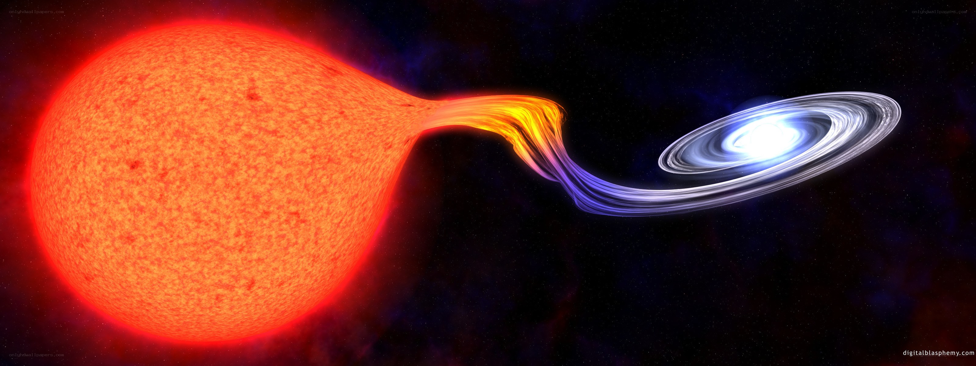Binary star system with accretion disk