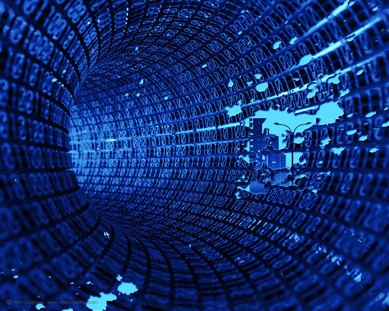 Binary tunnel to cityscape