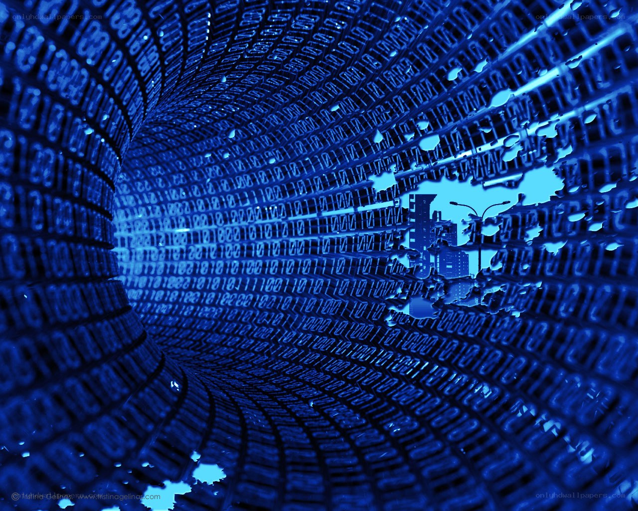Binary tunnel to cityscape