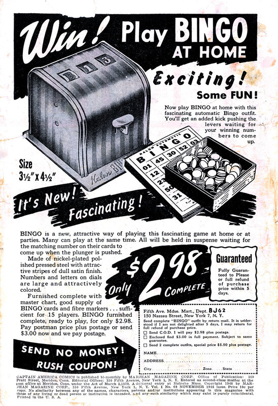 Bingo game ad from 1948