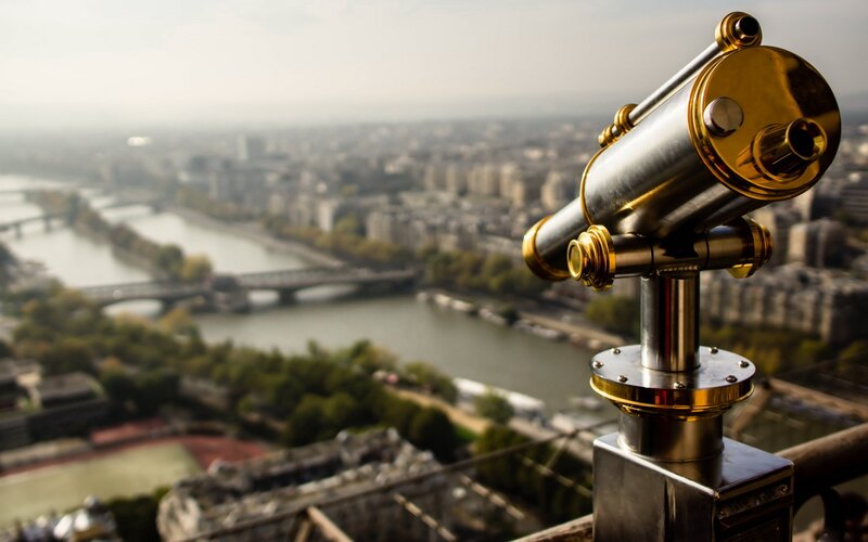 Binoculars overlooking Paris