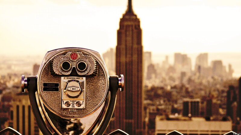 Binoculars with City View — Brown