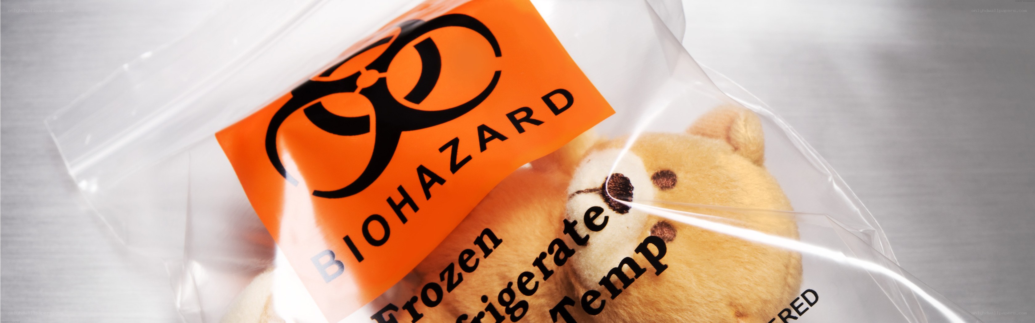 Biohazard bag with stuffed animal