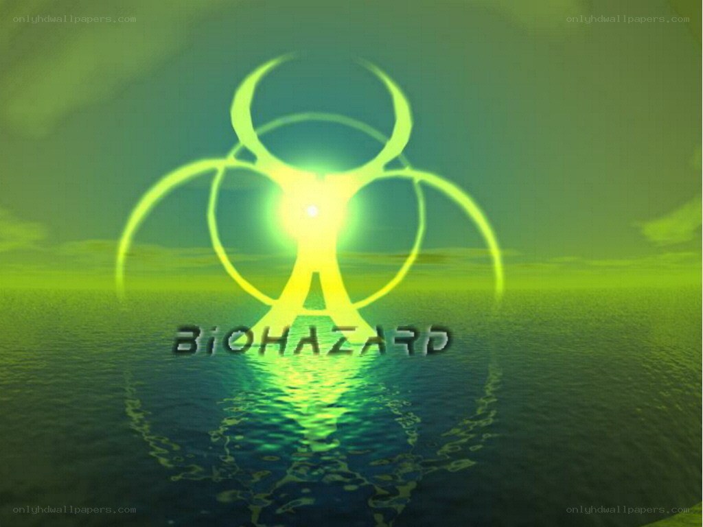 Biohazard logo over water