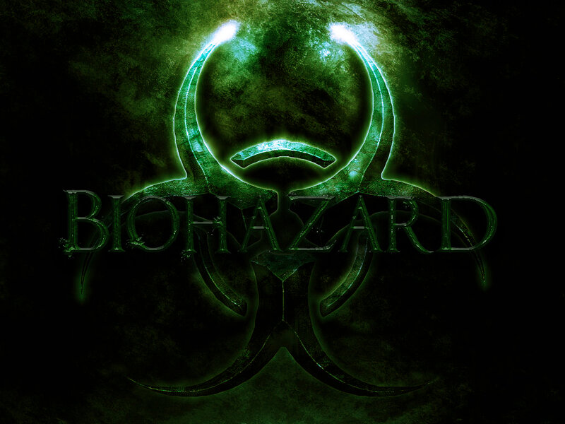 Biohazard logo with green glow