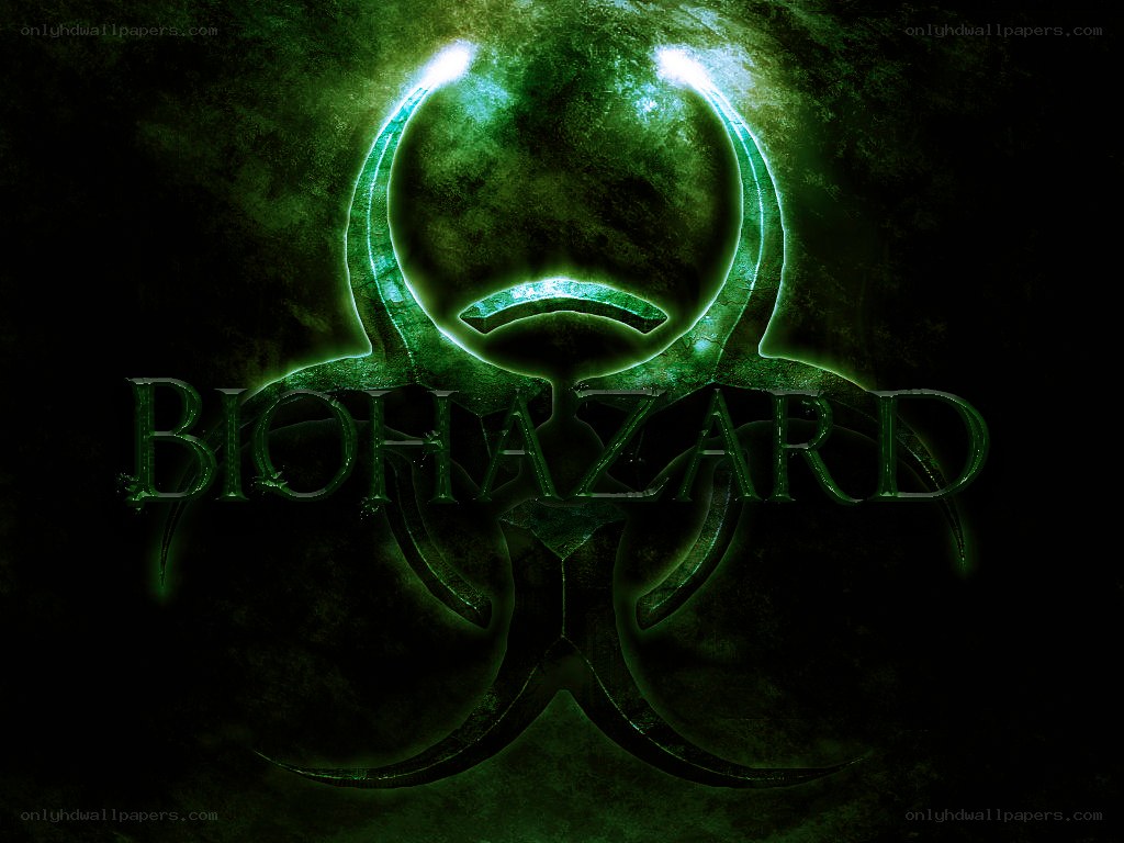 Biohazard logo with green glow
