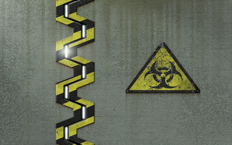 Biohazard Sign on Wall — Yellow, Dramatic