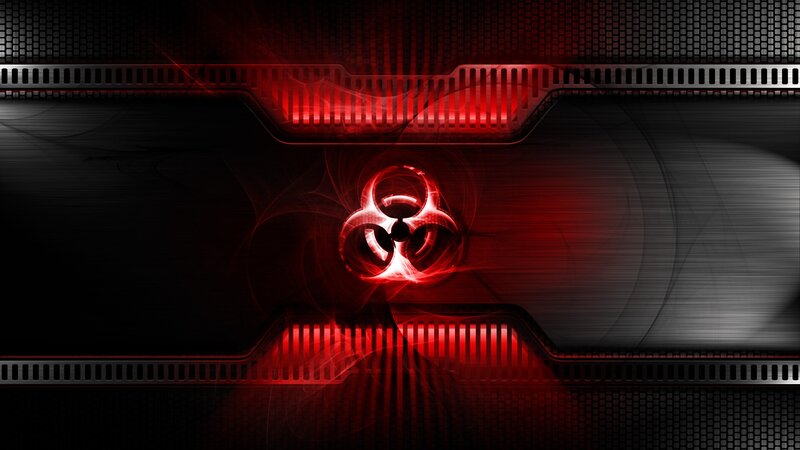Biohazard Symbol — Black, Dark, Digital Art, Red Light