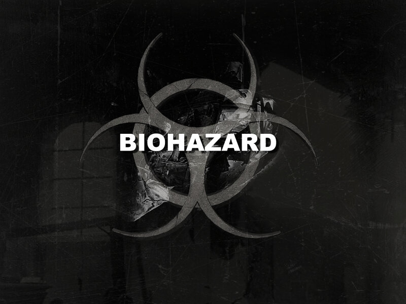 Biohazard Symbol — Black, Dark, Digital Art, Text, White