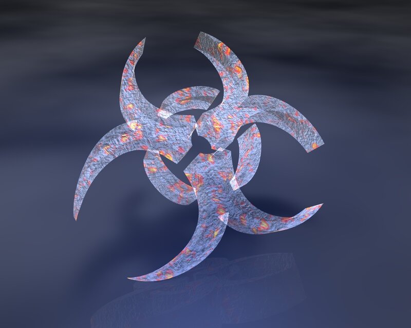 Biohazard Symbol — Blue, Dark, 3d Render