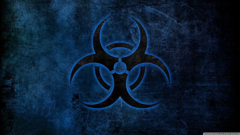 Biohazard Symbol — Blue, Dark