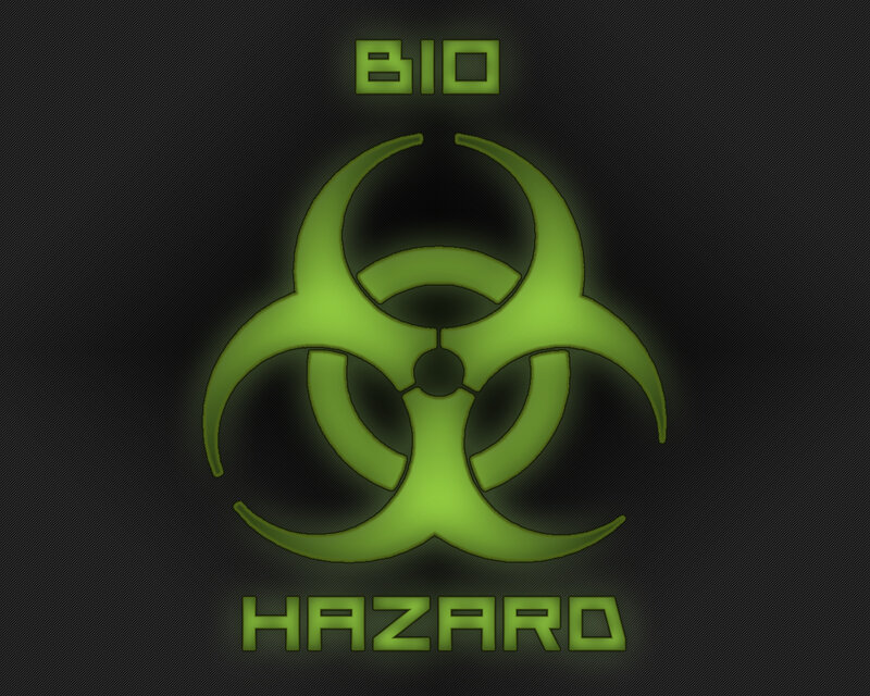 biohazard symbol glowing green