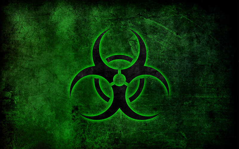 Biohazard Symbol — Green, Dark, Digital Art