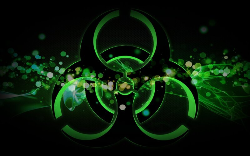Biohazard Symbol — Green, Dramatic