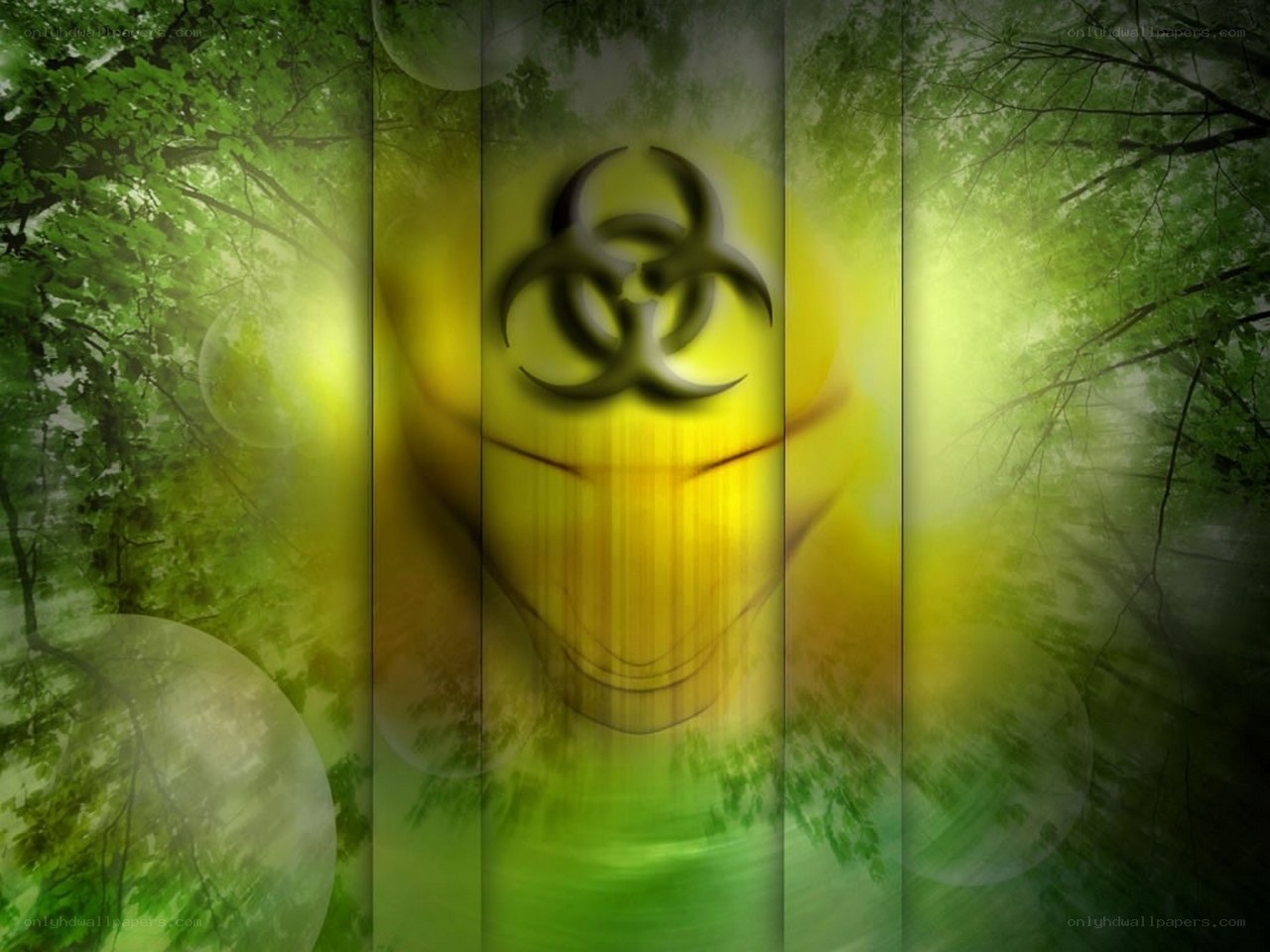 Biohazard symbol in forest