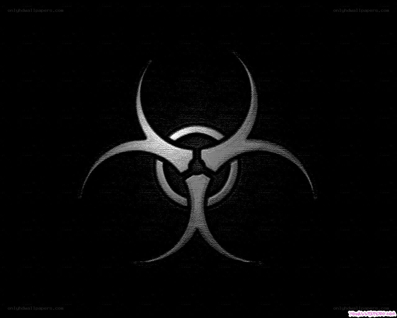 biohazard symbol on black