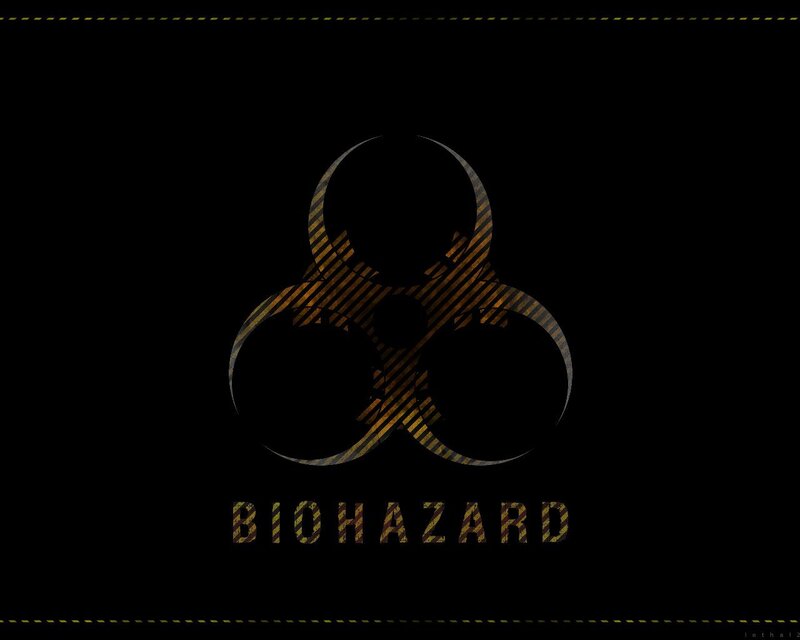 Biohazard symbol on black background