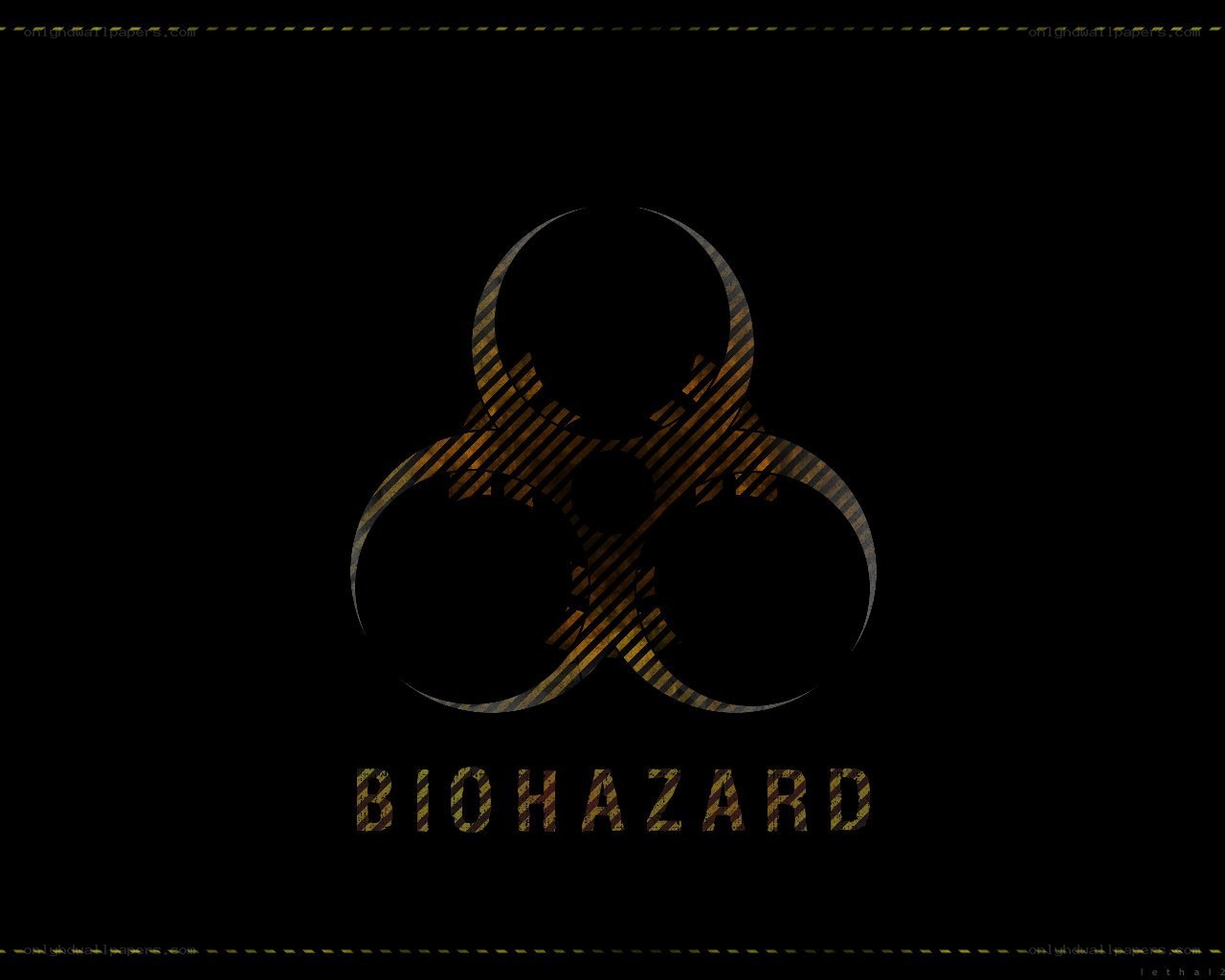 Biohazard symbol on black background