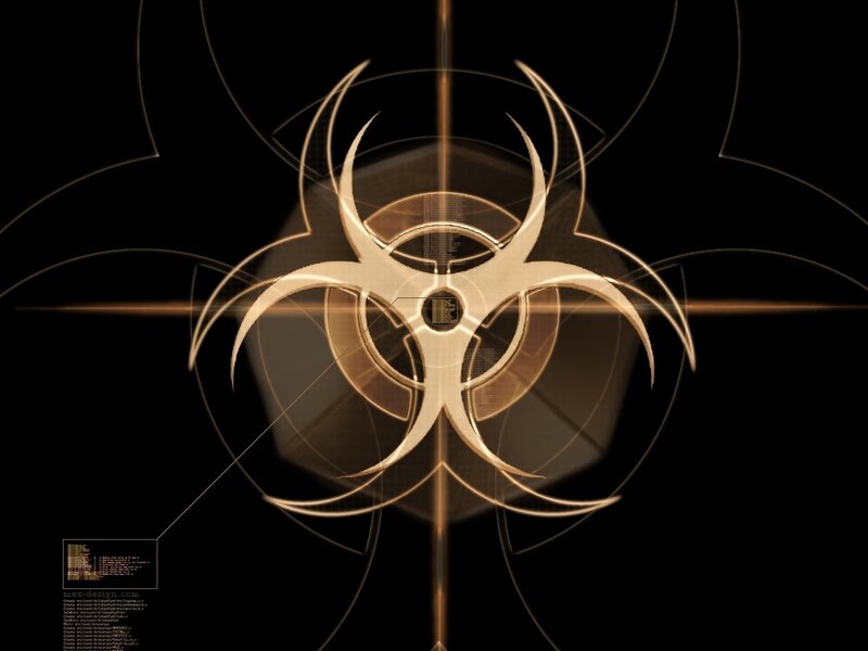 Biohazard symbol on black background