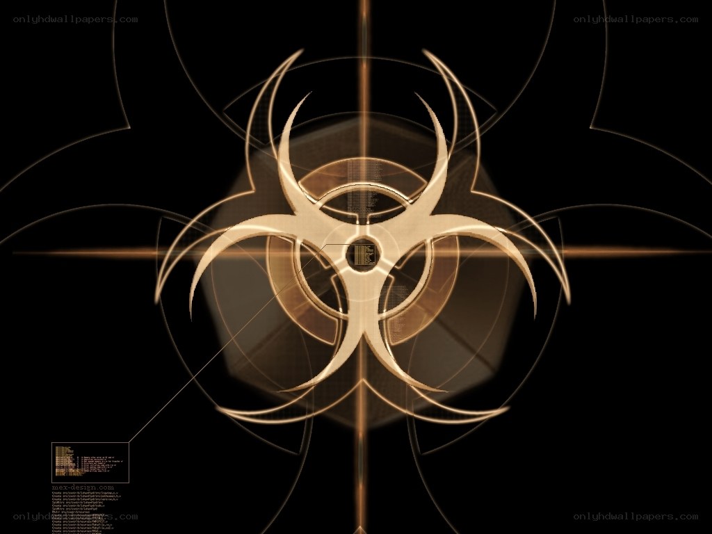 Biohazard symbol on black background