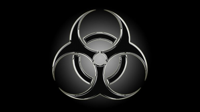 biohazard symbol on black background