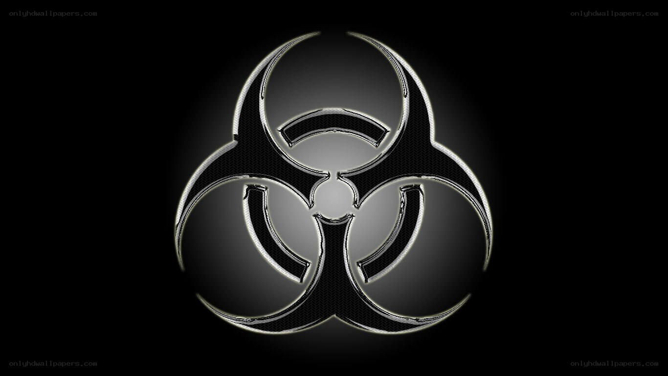 biohazard symbol on black background