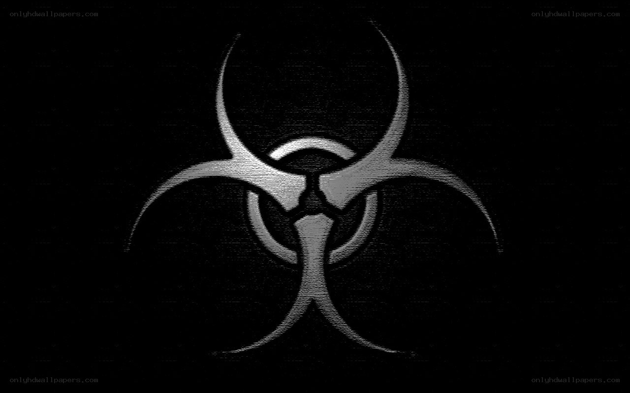 Biohazard symbol on black background