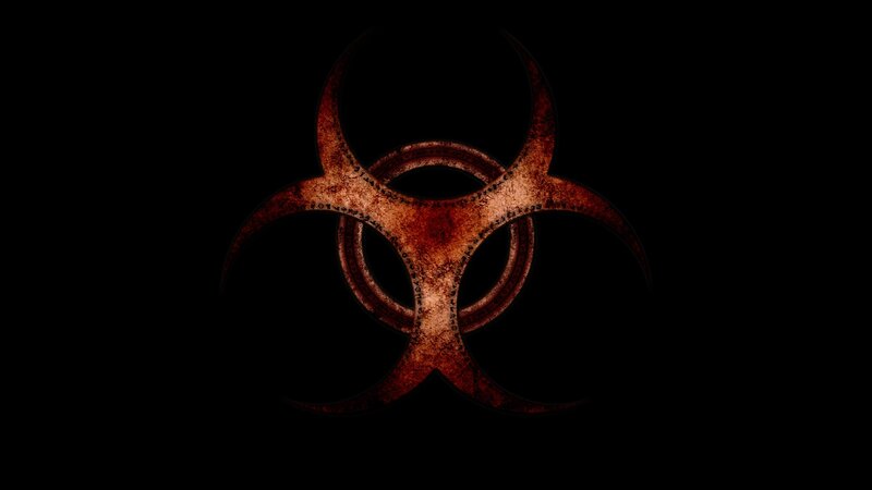 biohazard symbol on black