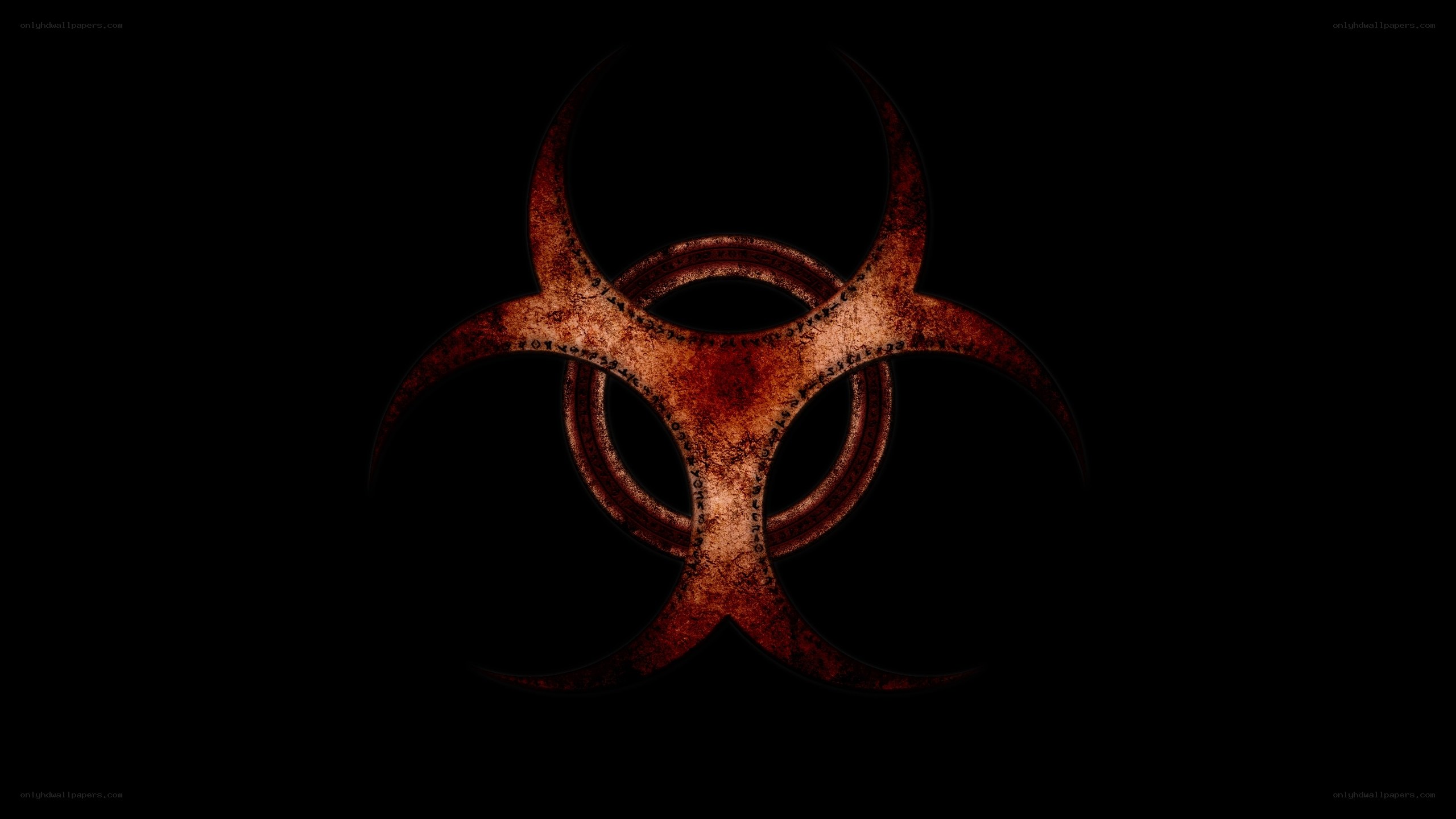 biohazard symbol on black