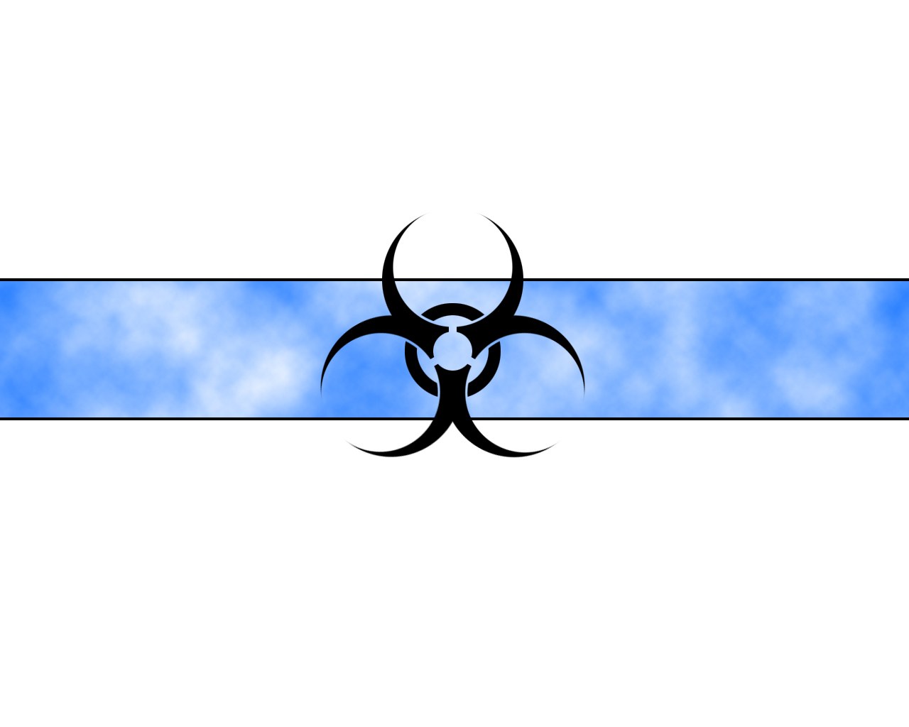 biohazard symbol on blue stripe