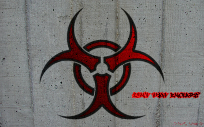 Biohazard Symbol on Concrete