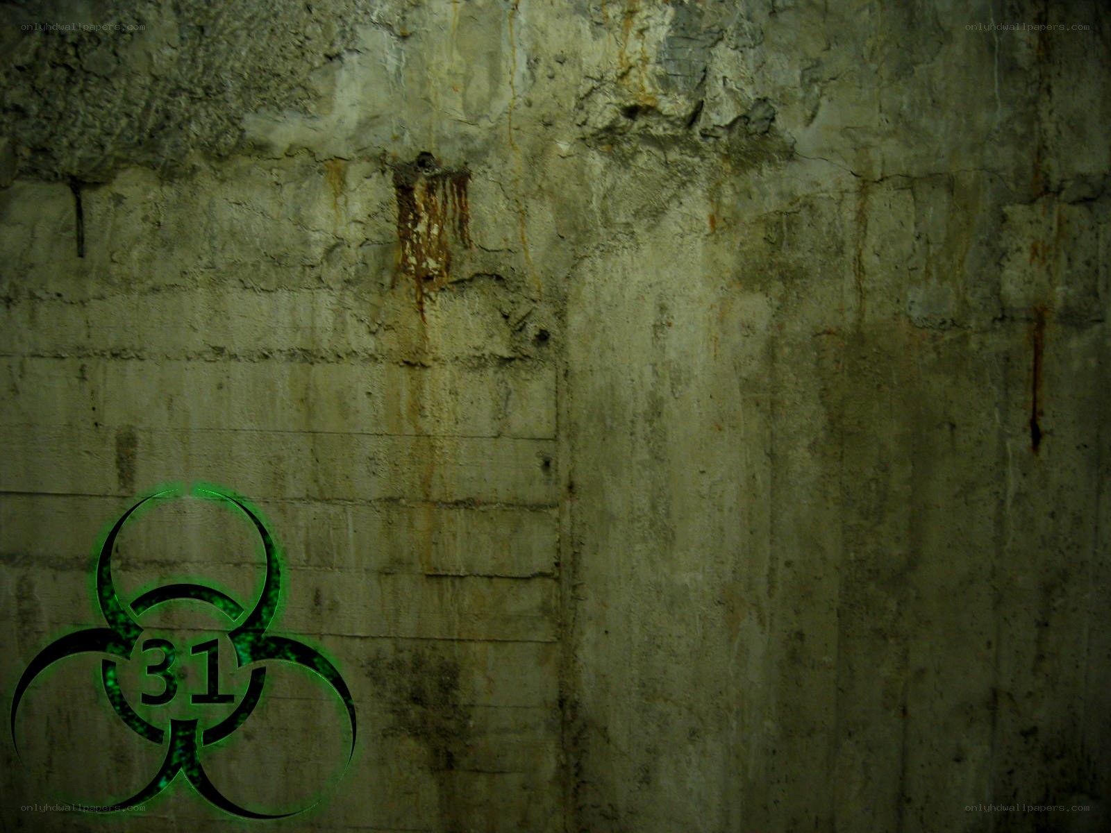 biohazard symbol on concrete wall
