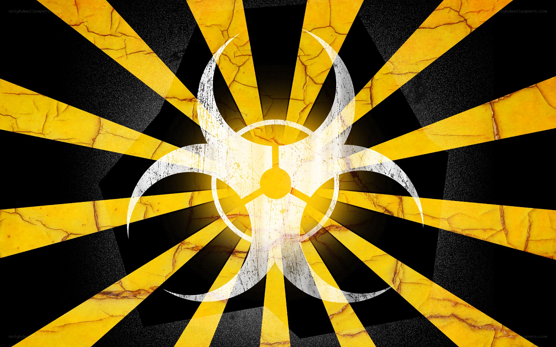 Biohazard symbol on cracked background