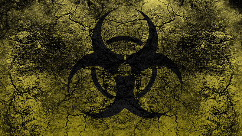 Biohazard Symbol on Cracked Surface