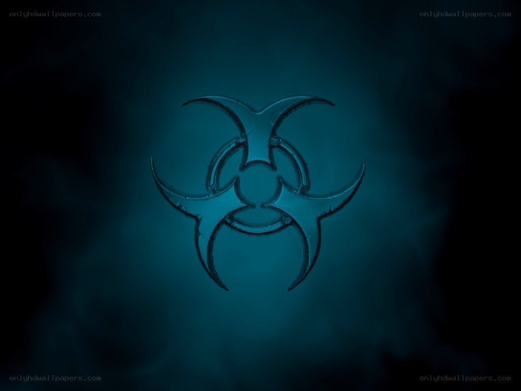 Biohazard symbol on dark background