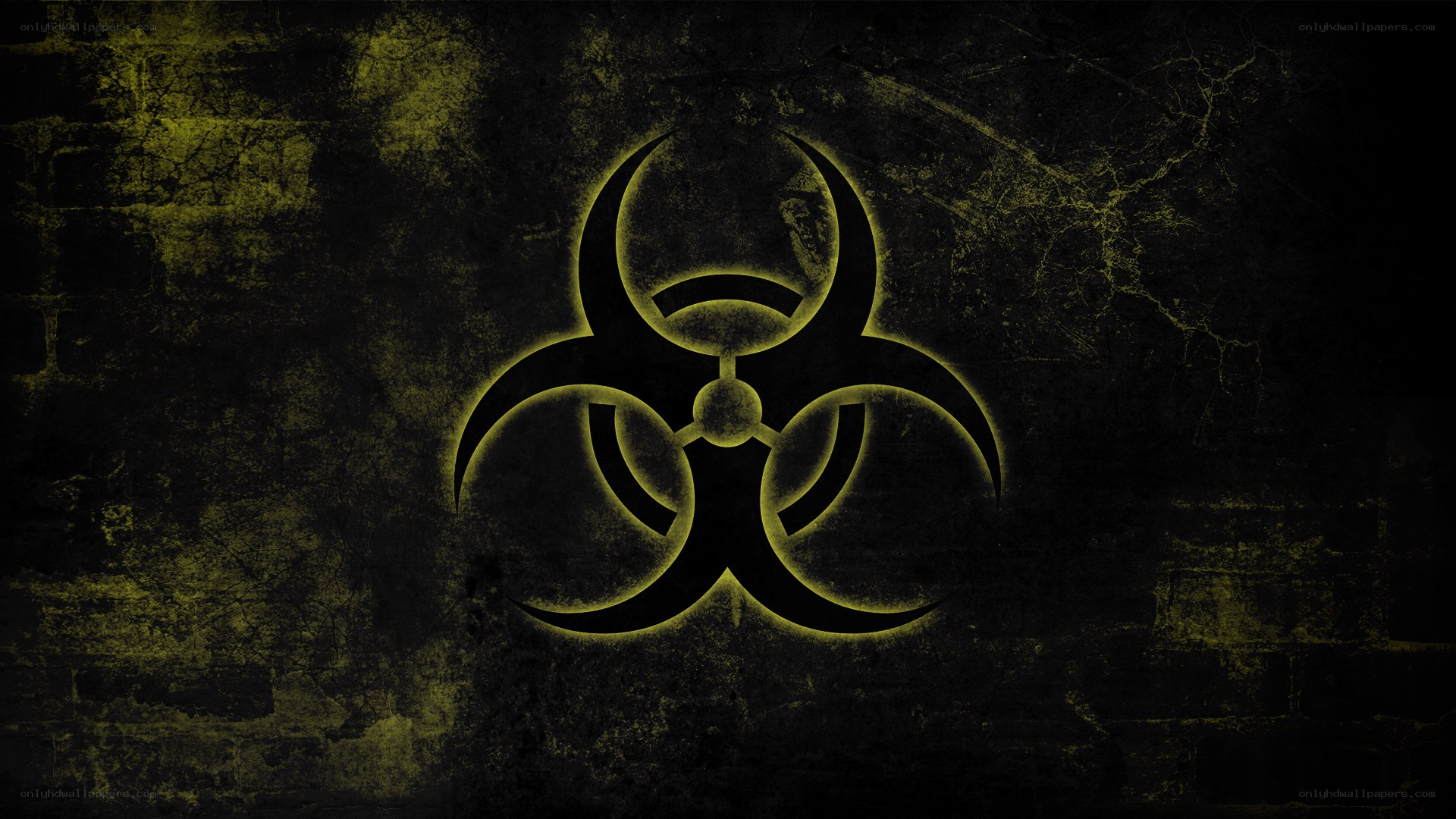 Biohazard symbol on dark background