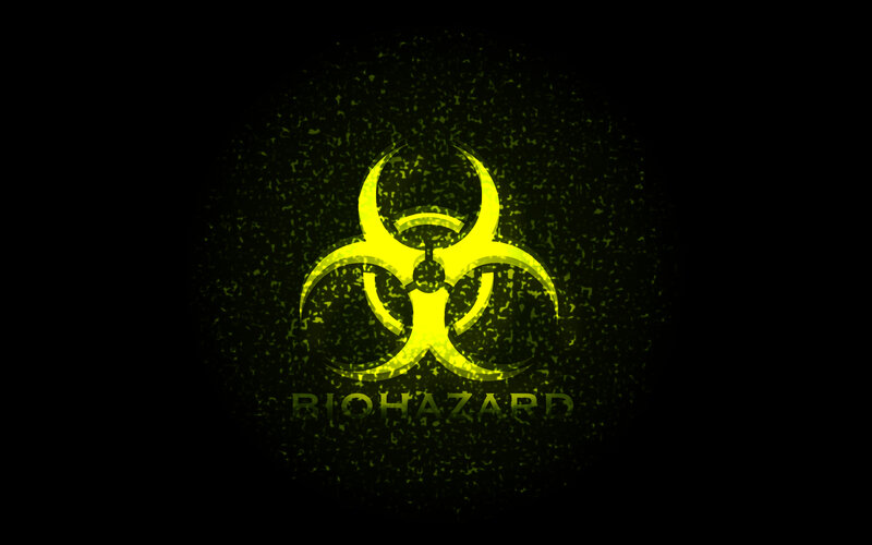Biohazard symbol on dark background