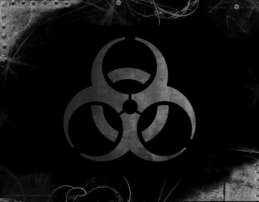 Biohazard symbol on dark background