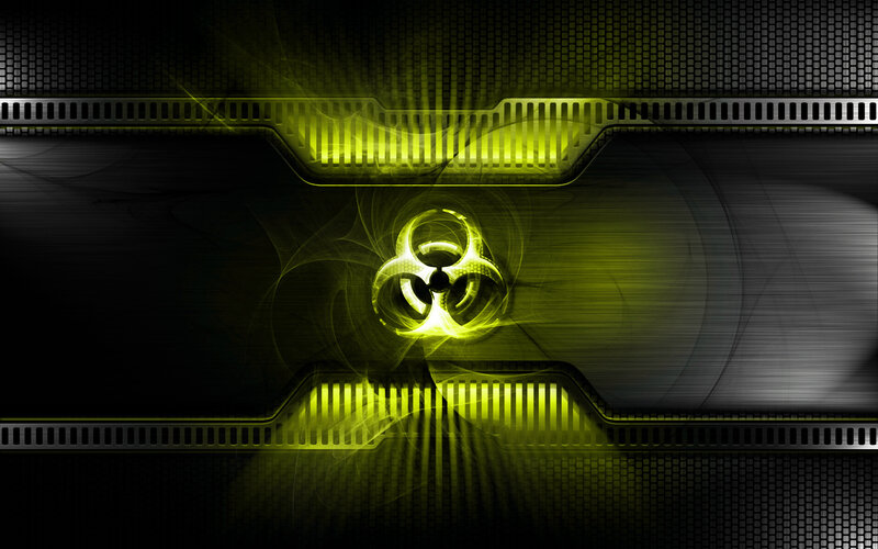 Biohazard symbol on dark background