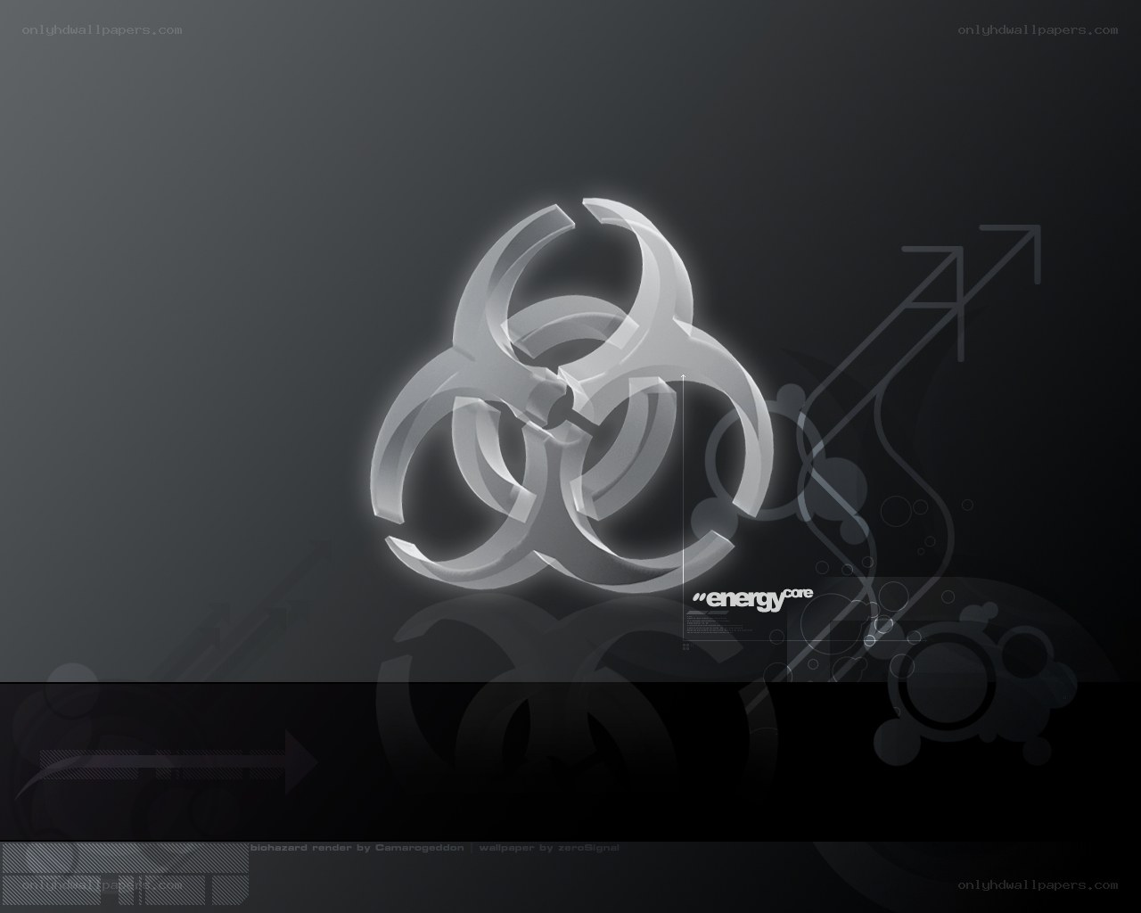 Biohazard symbol on dark background
