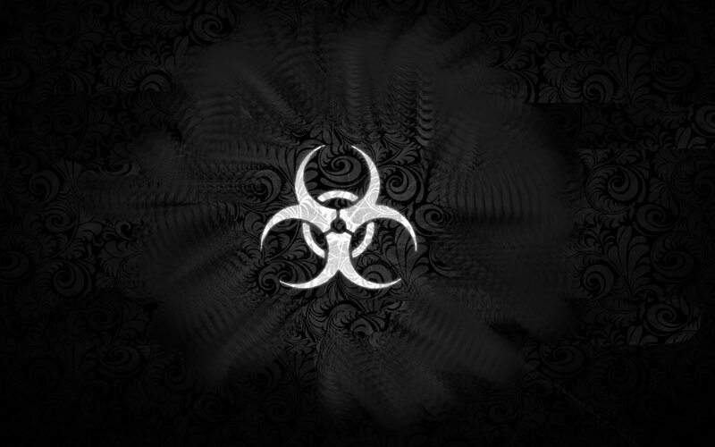 Biohazard symbol on dark pattern