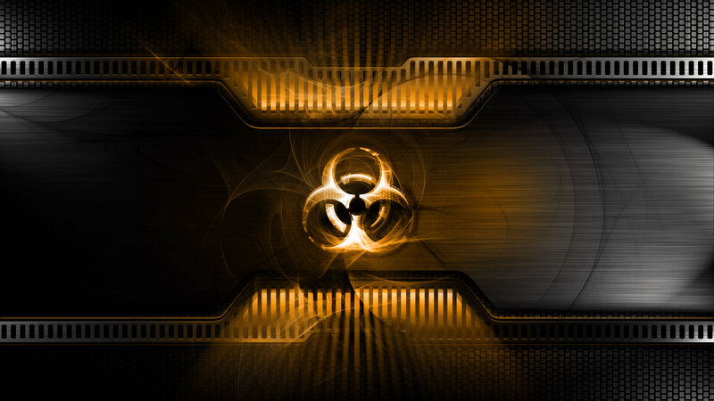 Biohazard symbol on digital background