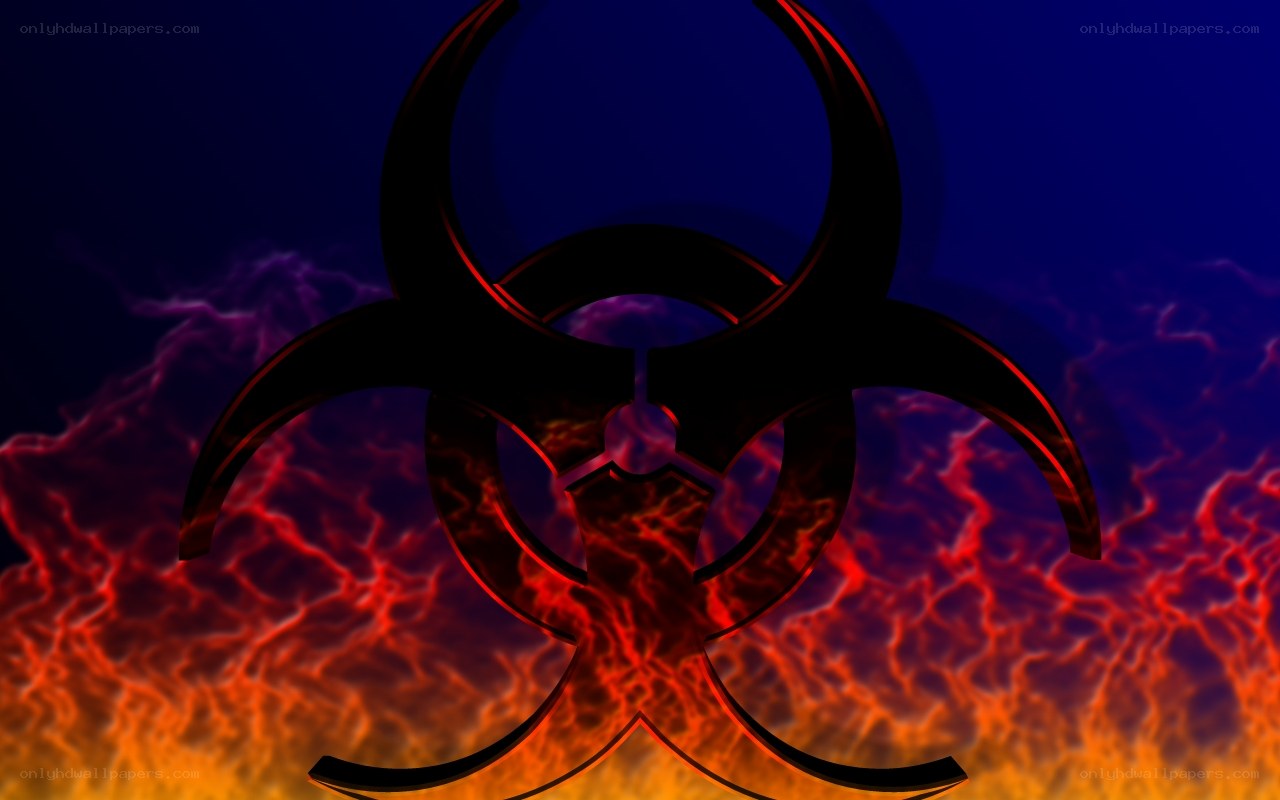 Biohazard symbol on fire