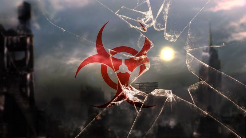 Biohazard Symbol on Glass — Red