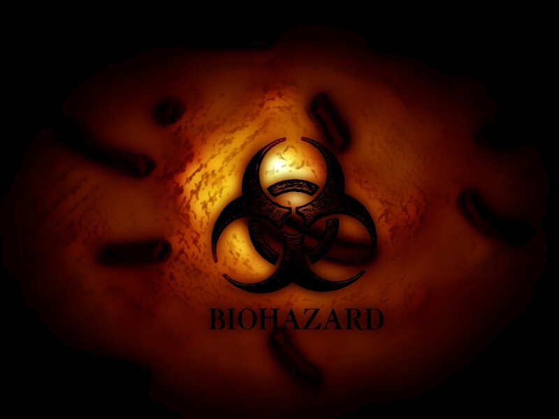 Biohazard symbol on glowing surface