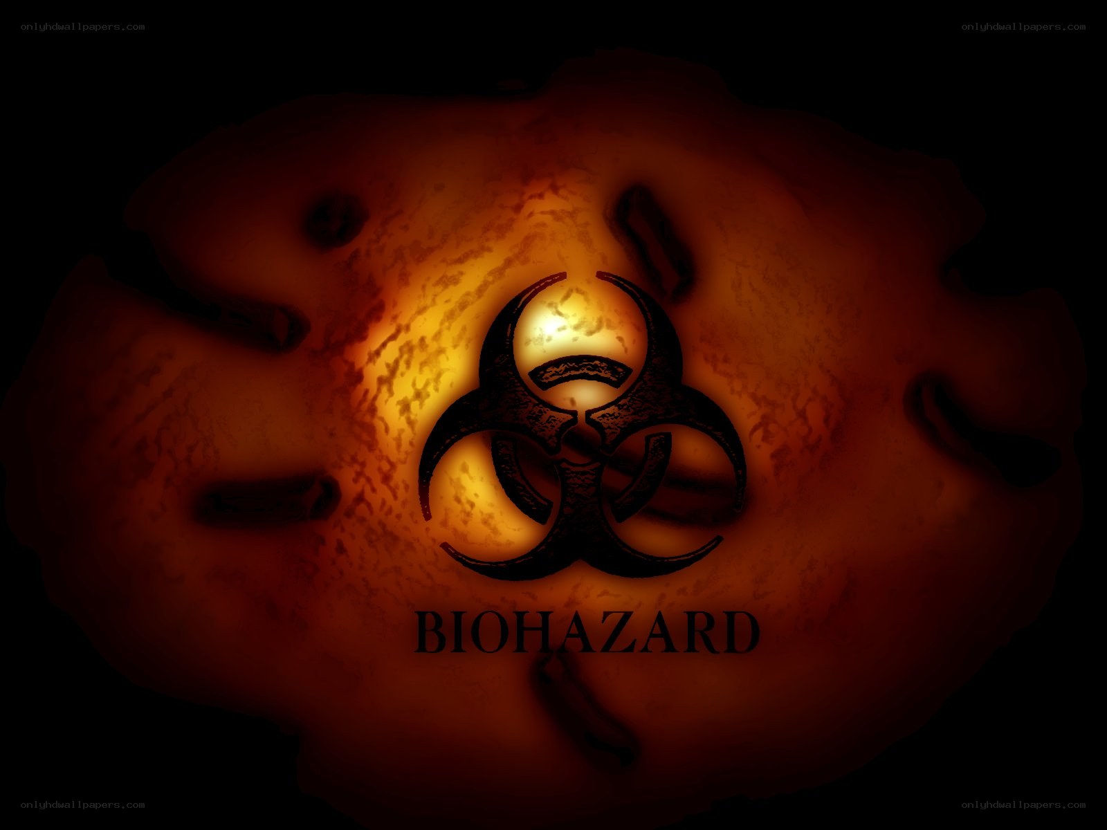 Biohazard symbol on glowing surface